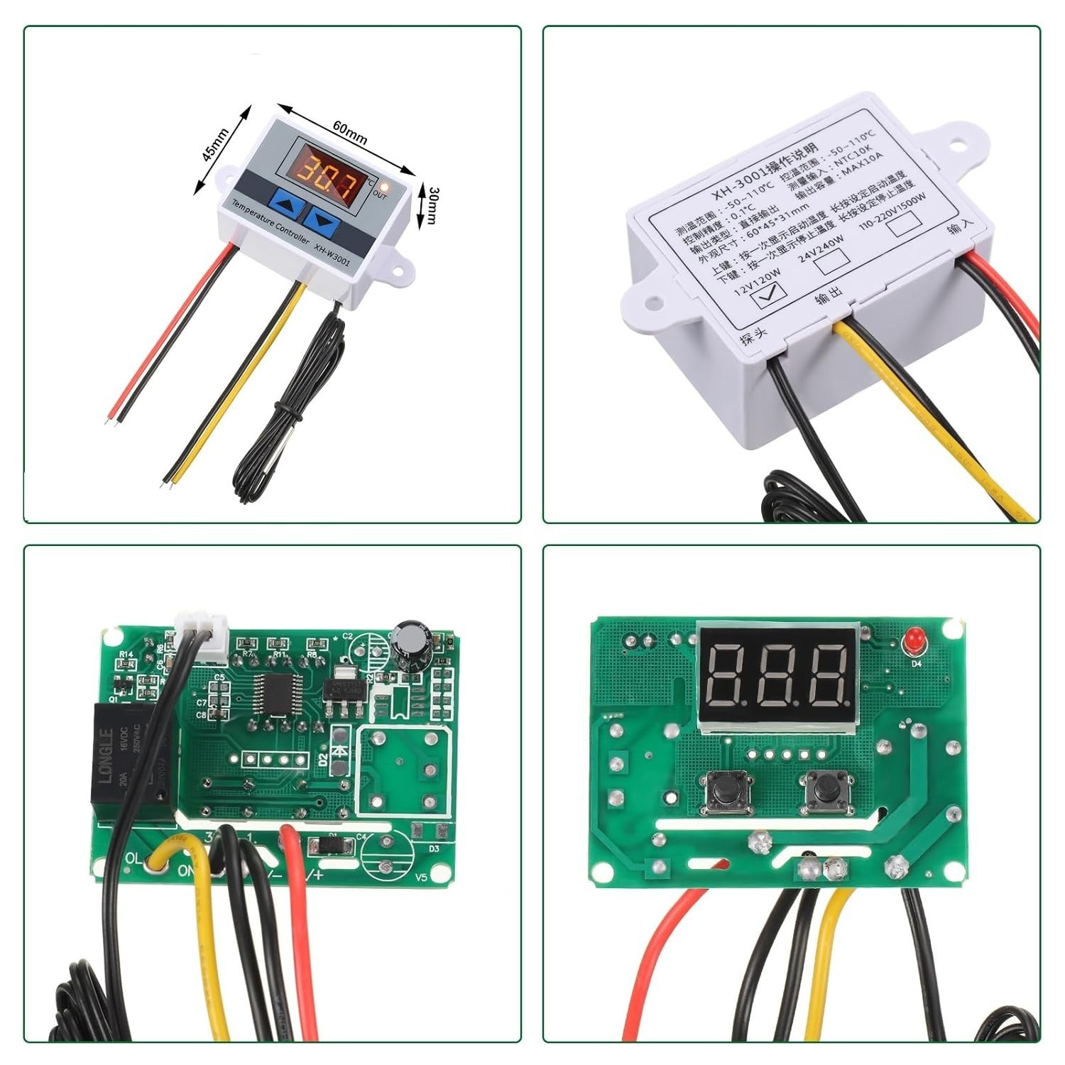 Módulo controlador de temperatura LED digital XH-W3001
