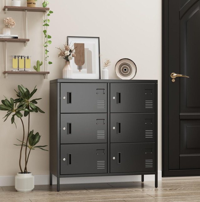 6Doors Metal Storage Locker With Card Slot,Metal Locker For Employees