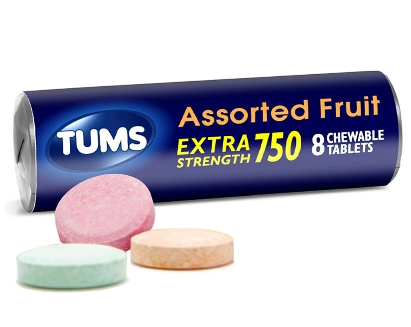 3 Rolls Tums Extra Strength 750 Assorted Berries Antacid Tablets (8 per roll)