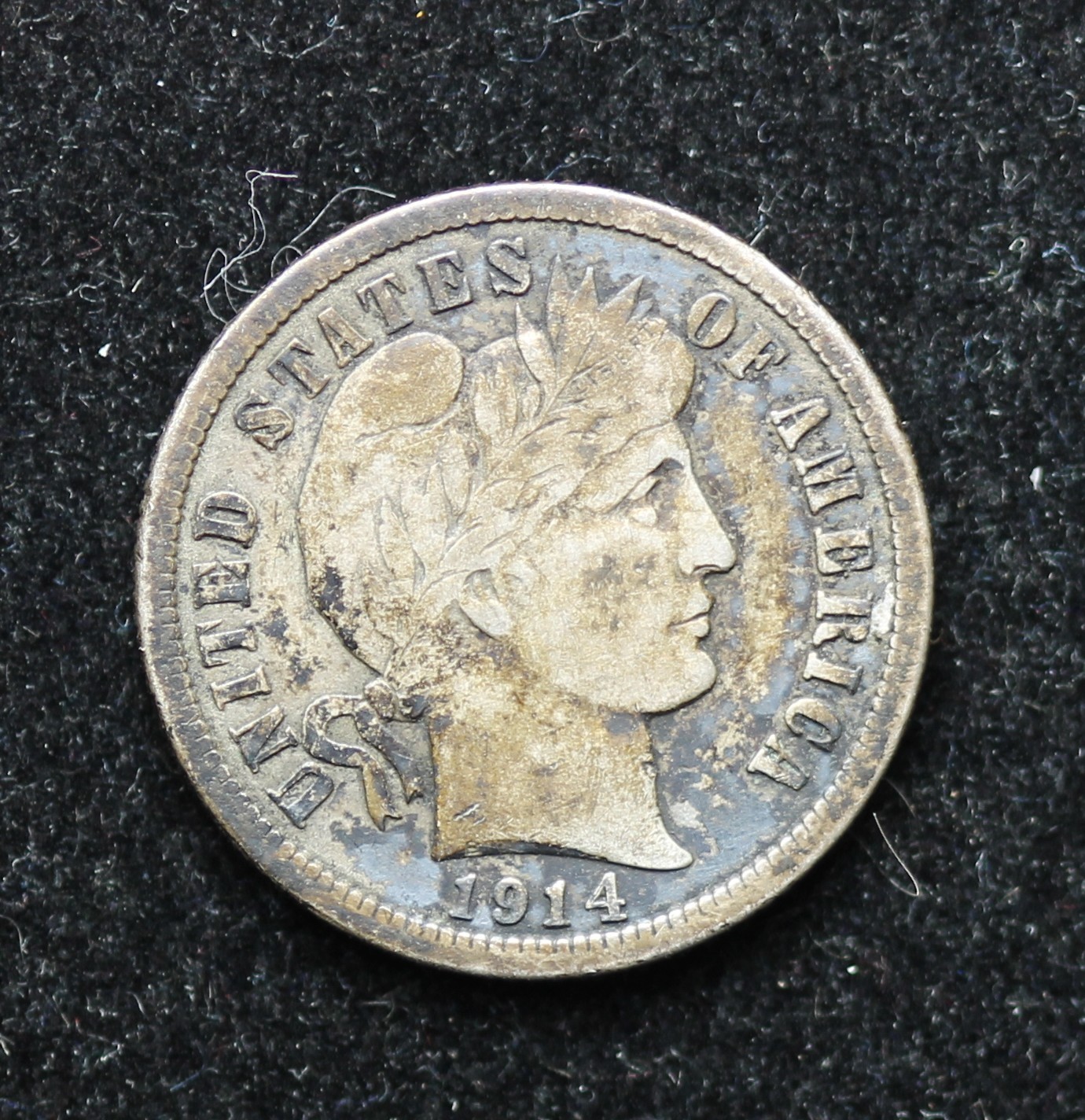 1914 Barber Dime - 'Crusty' VF