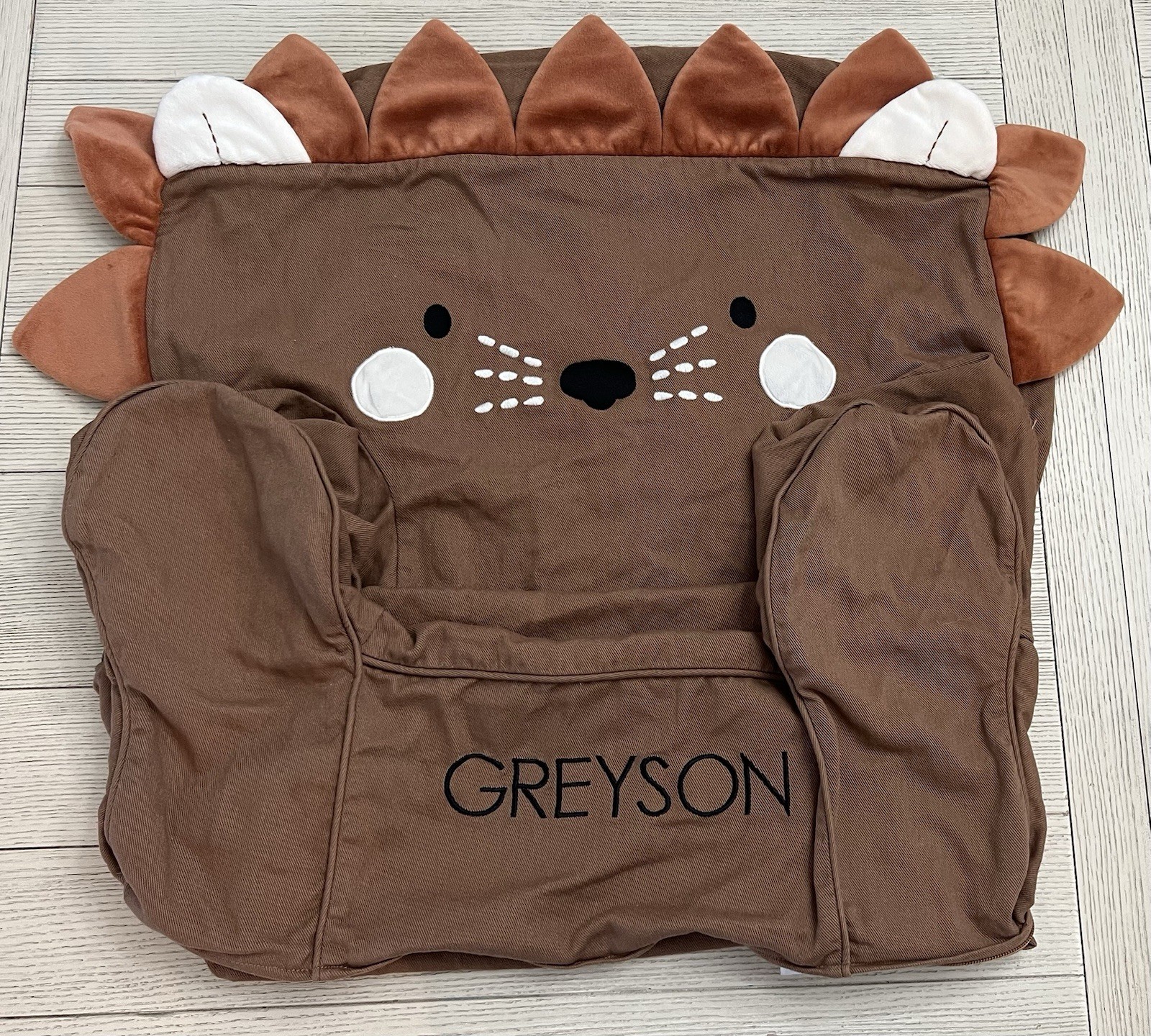 Pottery Barn Kids Twill Lion Anywhere Chair Slipcover  Mono Greyson
