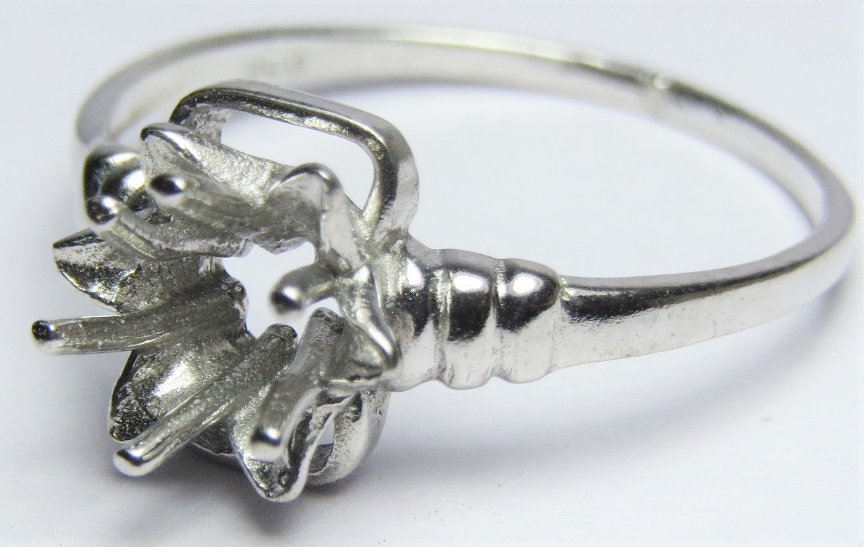 925 Sterling Silver Ring 6 mm Round Setting Semi Mount Ring Setting Flower Ring