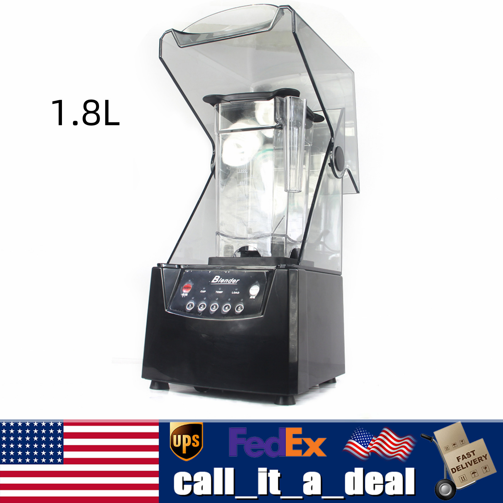 Commercial Soundproof Cover Smoothie Blender Maker Fruit Juicer Mixer 1.8L 2600W