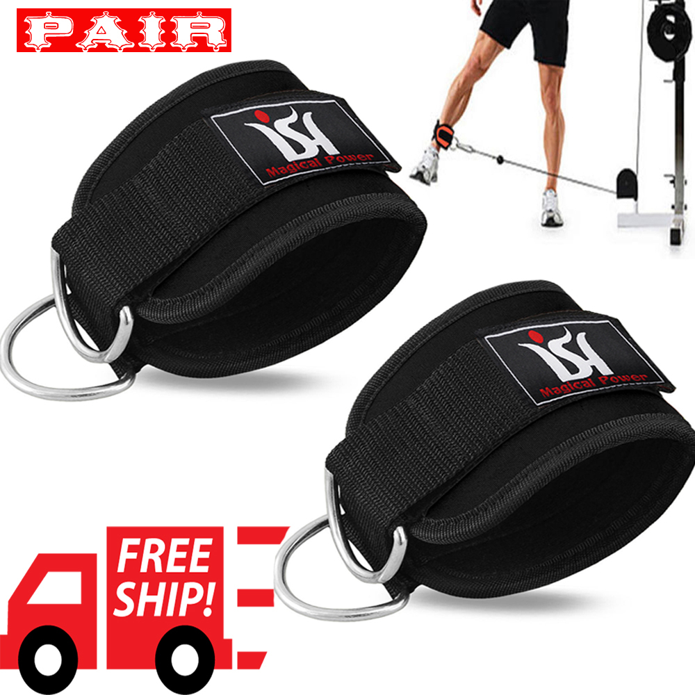 Ankle Straps Weight Lifting Gym D Ring Cable Attachment Strap Exercise Fitness