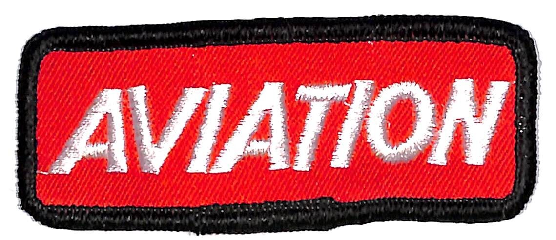 Aviation Embroidered Red White Black Cloth Patch Vintage NOS 3 3/8"L c1965-70s