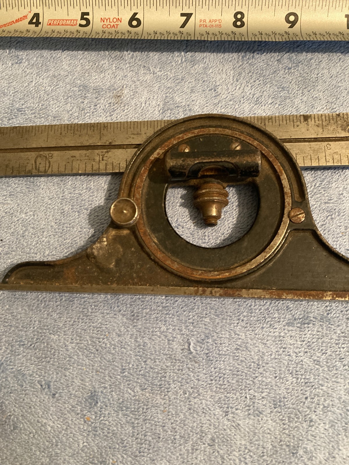 VINTAGE LS STARRETT 492 PROTRACTOR & RULER BUBBLE LEVEL MACHINIST TOOLS READ