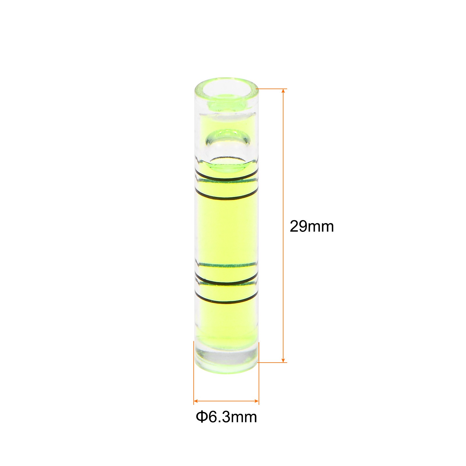 6pcs Small Cylindrical Bubble Level Vials 6.3x29mm Levels Measuring Tools