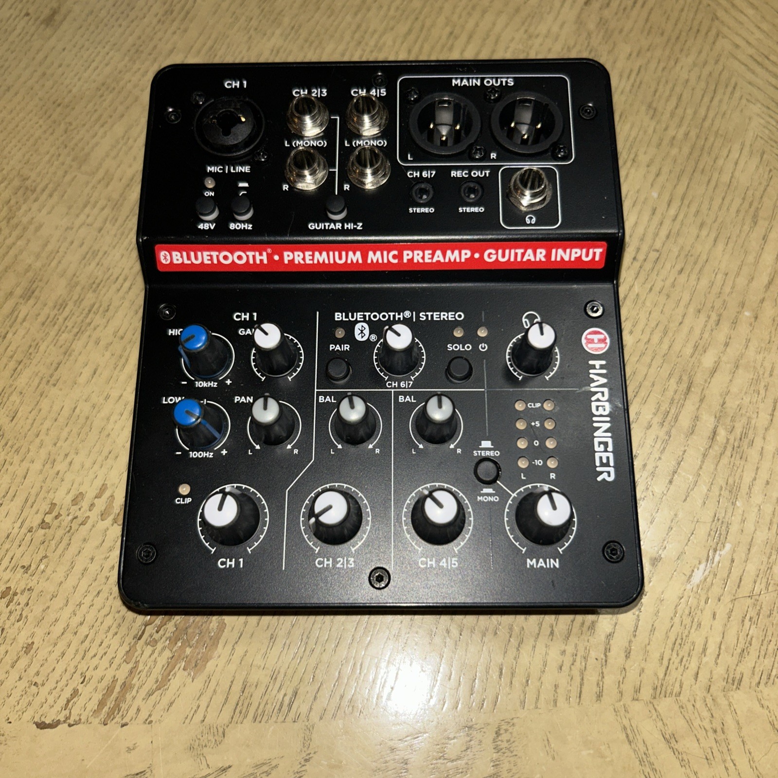 UNTESTED Harbinger LV7 7-Channel Analog Mixer with Bluetooth - Black