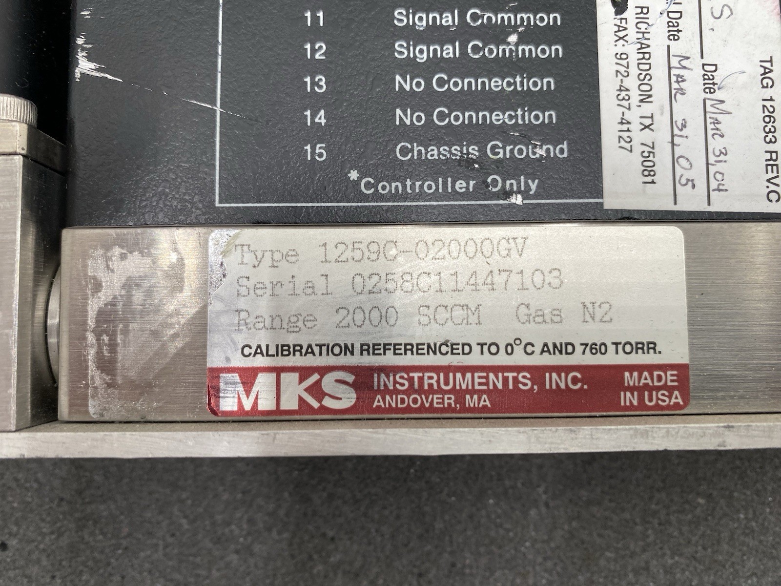 MKS mass flow controller 1259C-02000GV SCCM GAS N2