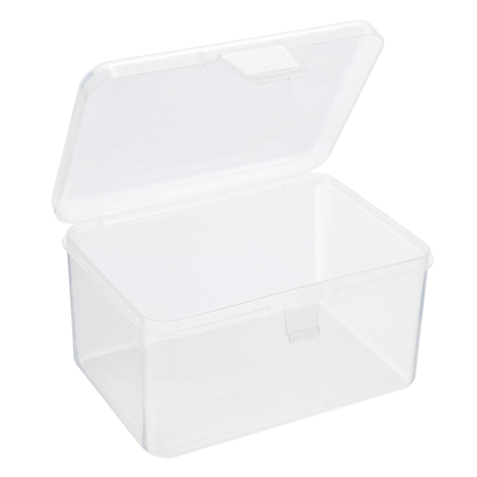 4Pcs Clear Storage Container Hinged Lid 120x85x65mm Plastic Rectangular Box