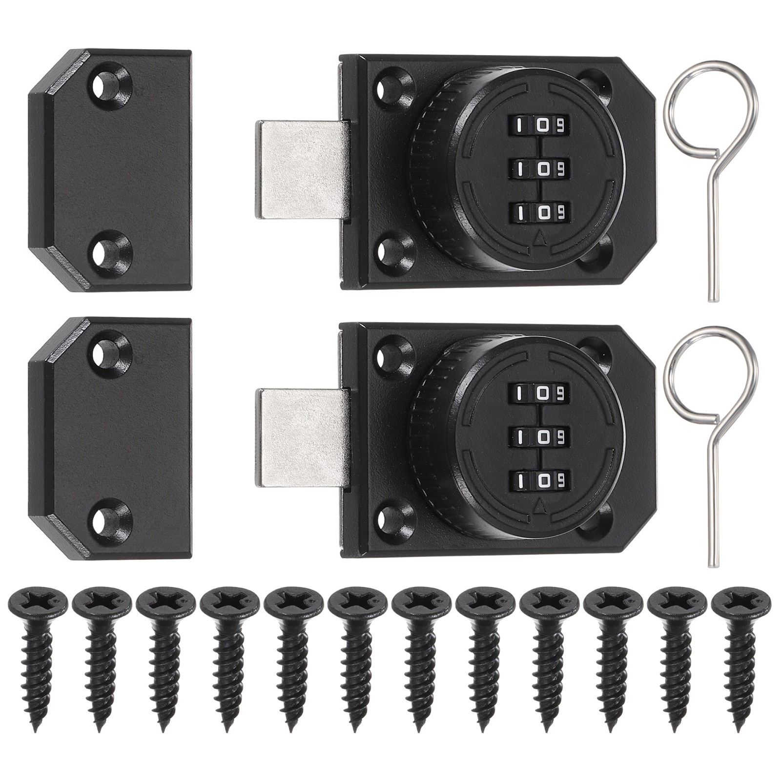 2 Pcs Keyless Combination Lock for Mechanical Wardrobe Black