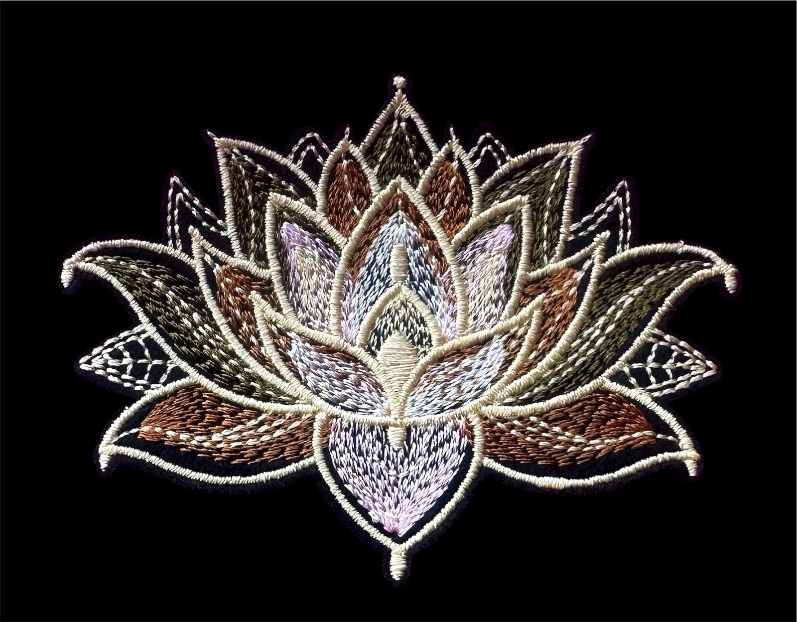 Lotus Flower iron on patch applique 3 x 4 inch