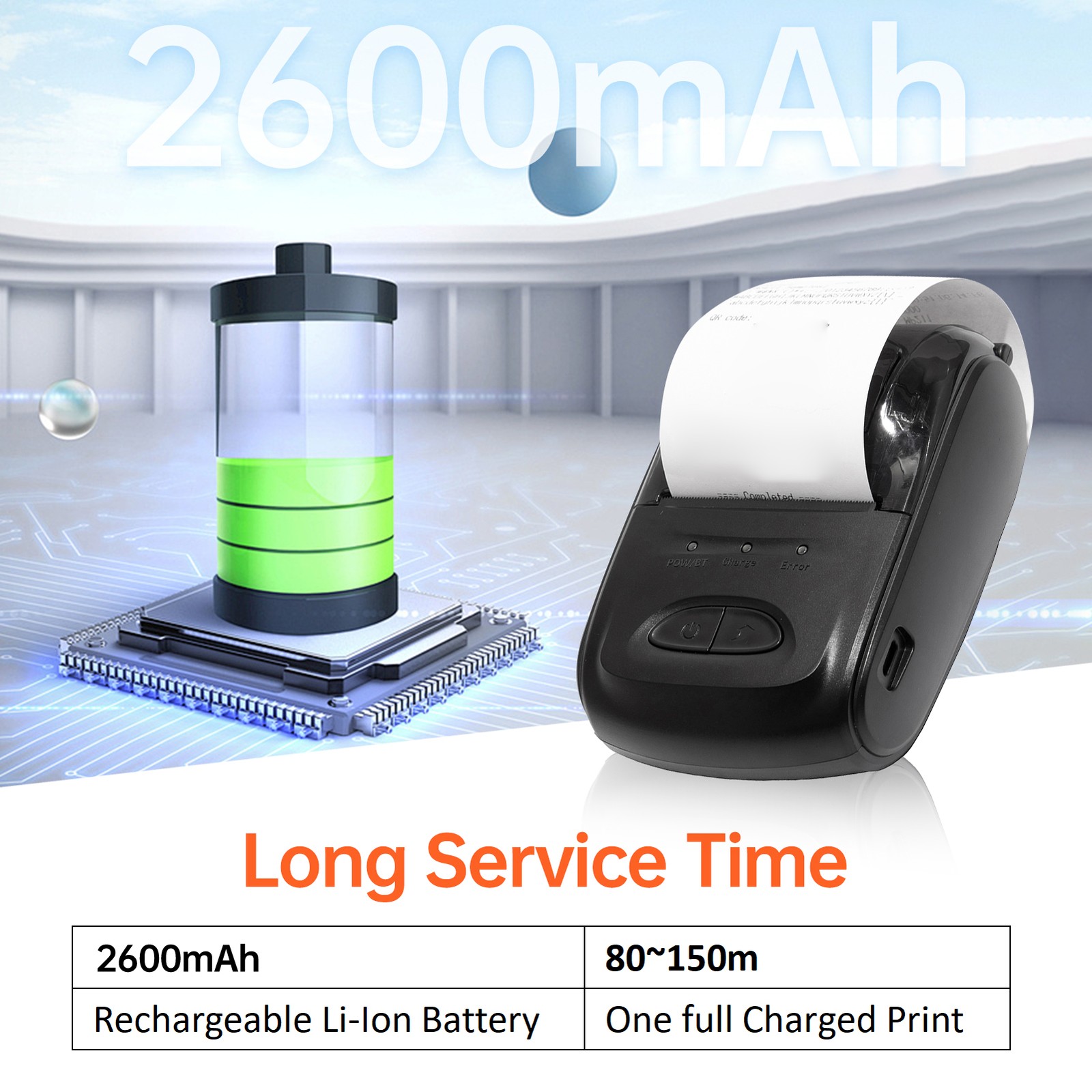 Receipt Printer Portable 58mm Mobile Thermal Printer Wireless BT Mini CHU