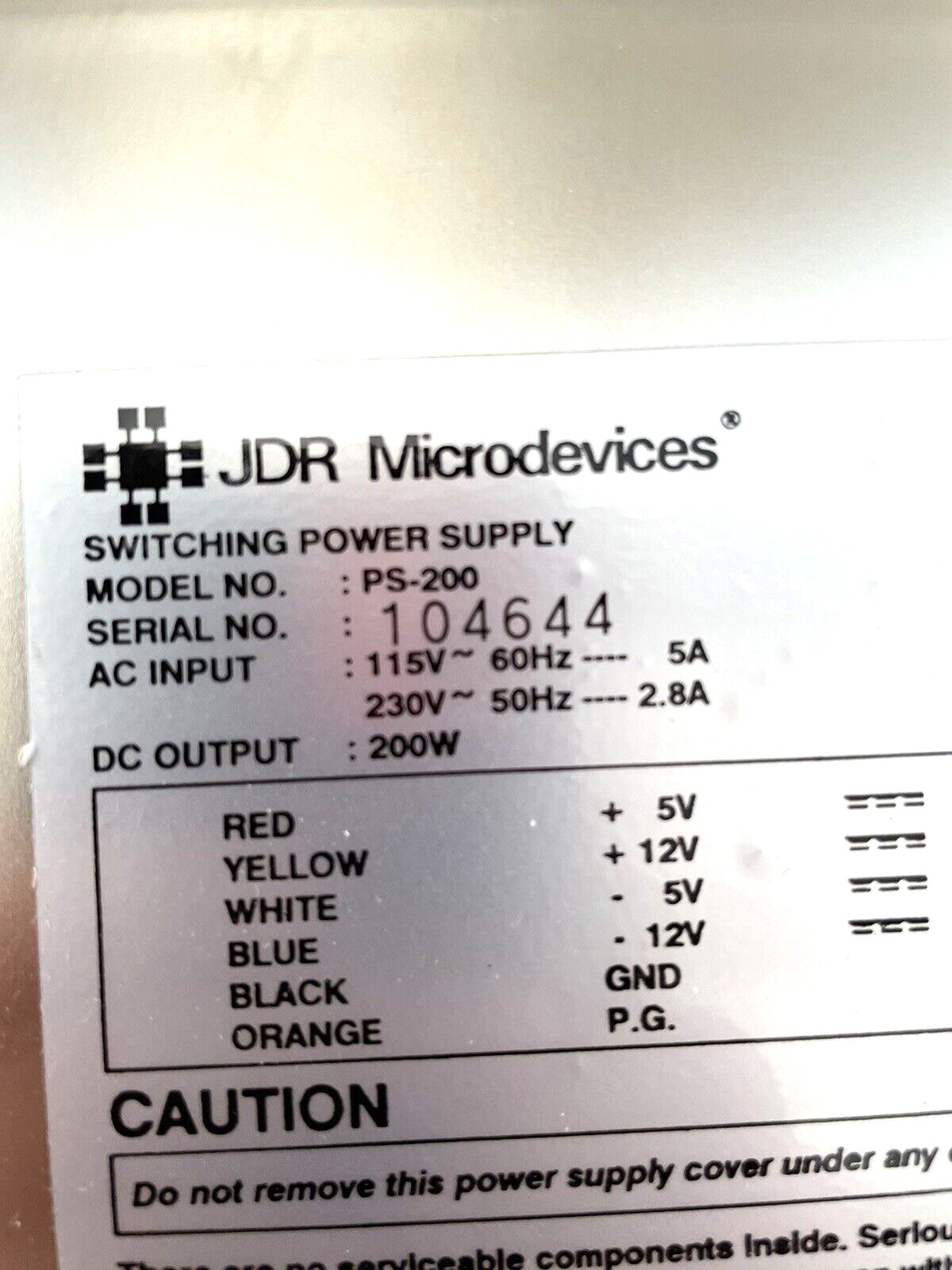 JDR Microdevices SWITCHING POWER SUPPLY PS-200