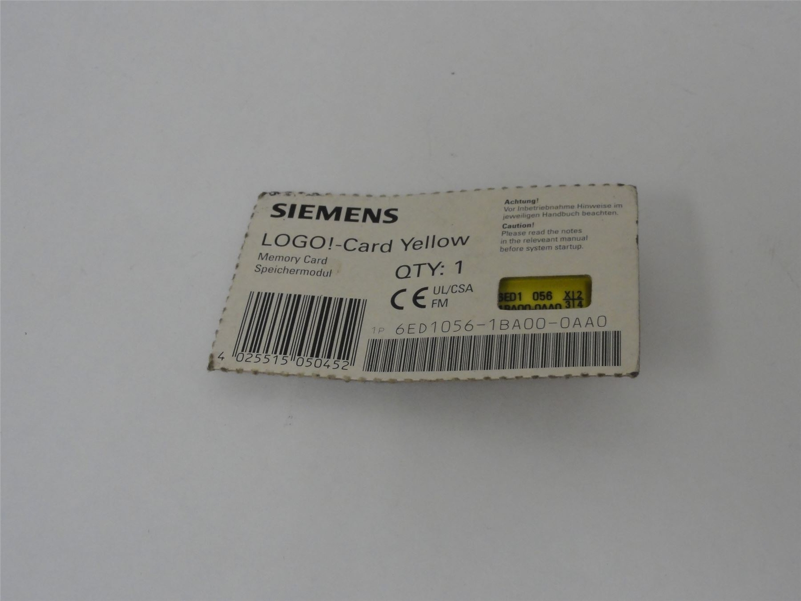 236861 New-No Box; Siemens 6ED1056-1BA00-0AA0 Memory Module; Logo!-Card Yellow