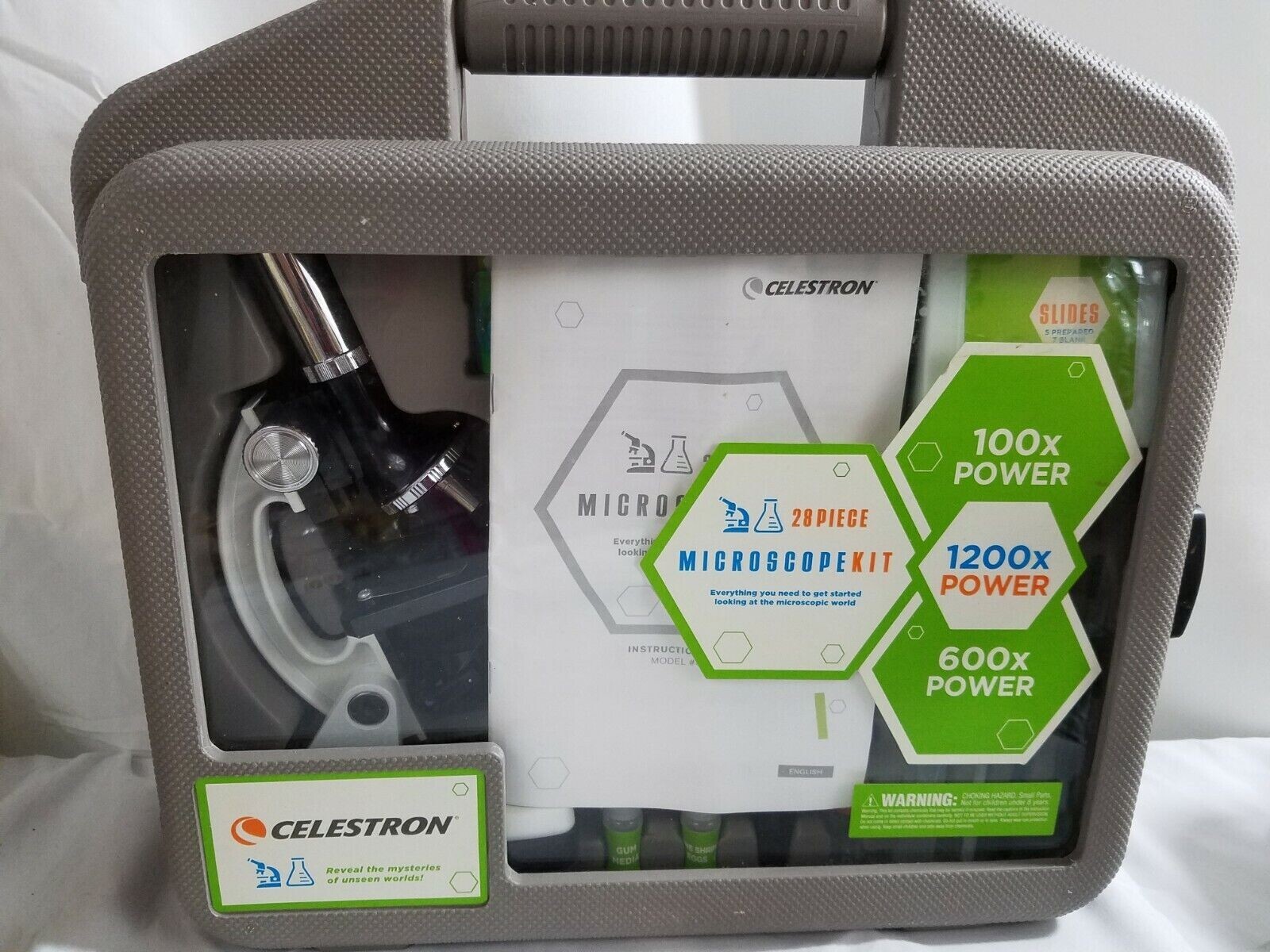 Celestron  Microscope Set. 28 piece set. 1200x power / 600x power / 100x power