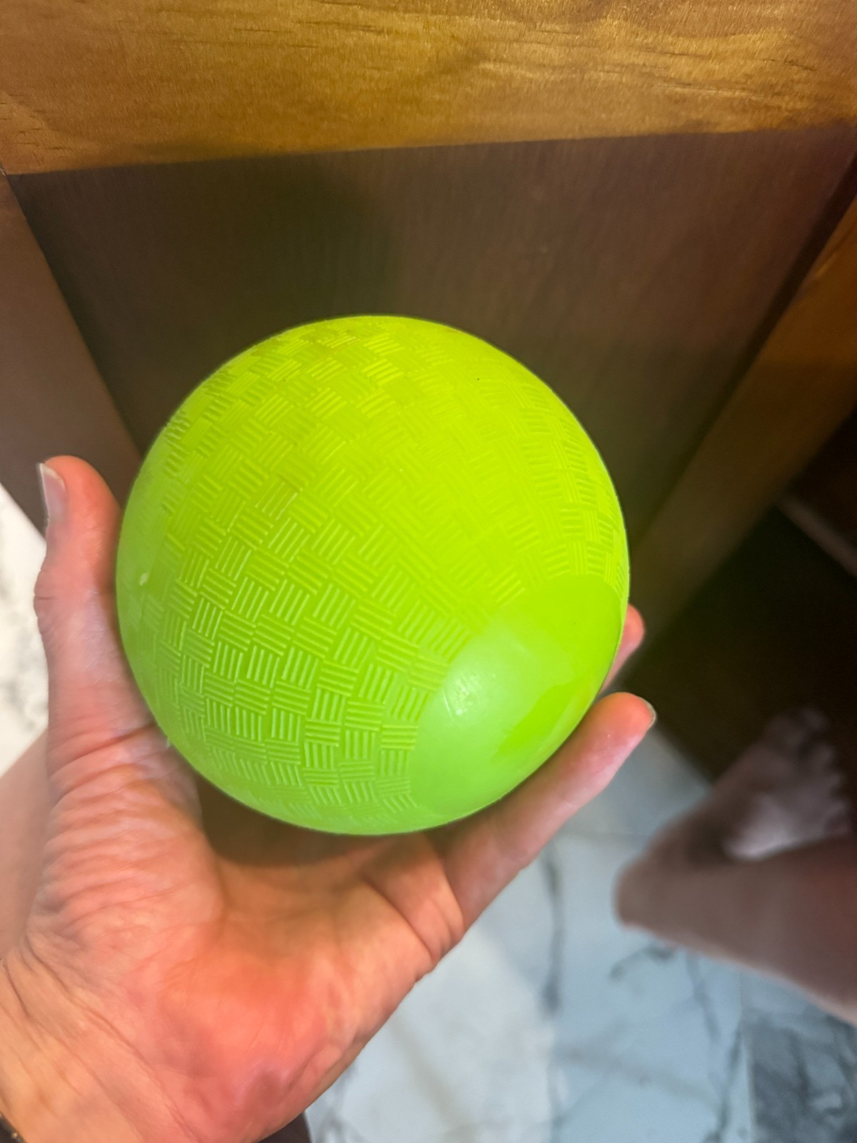 green soft rubber dodgeball 5" bouncy ball hand forearm strength