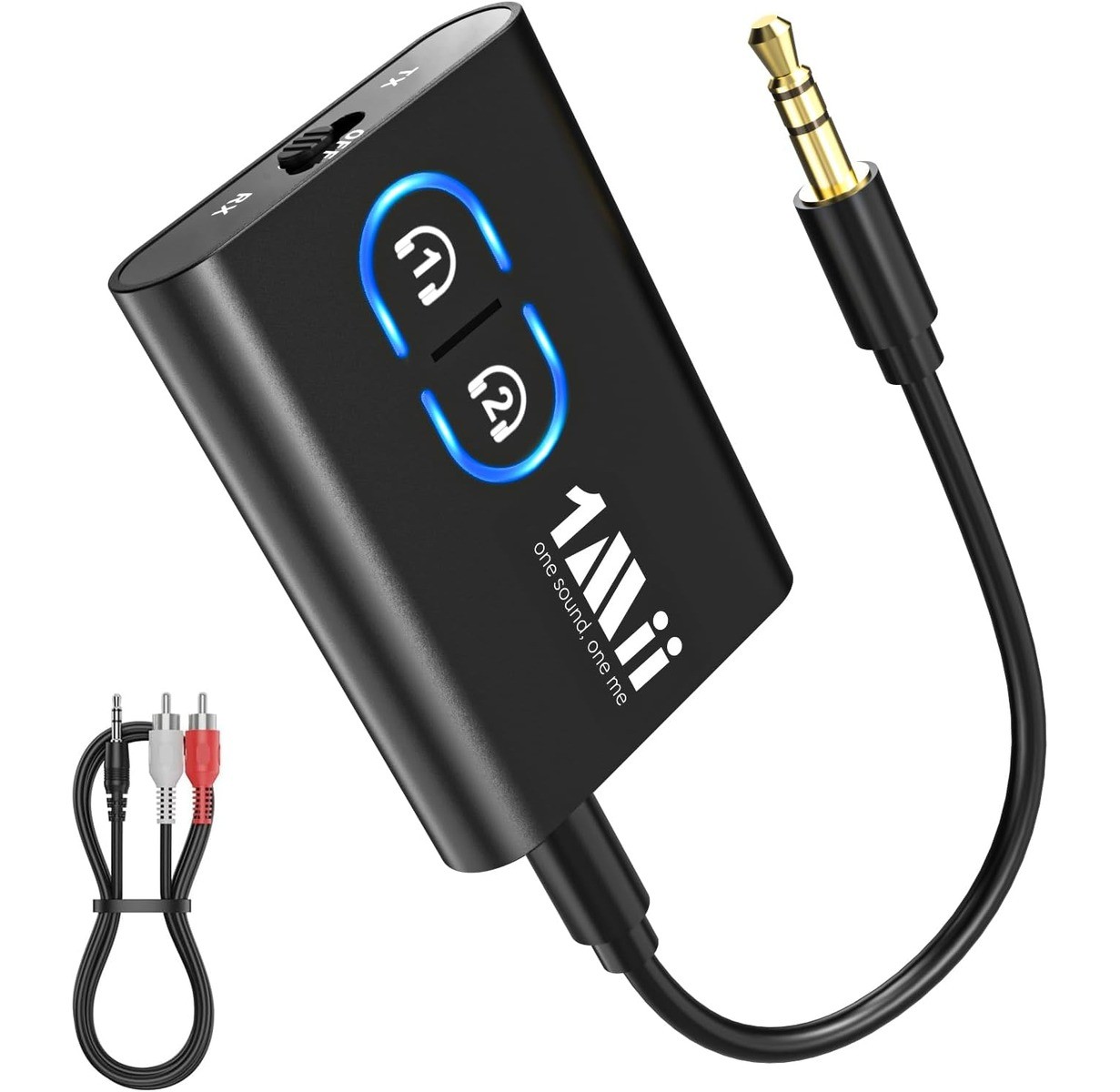 1Mii Bluetooth Audio Transmitter Receiver Dual Connection 3.5mm RCA Open Box