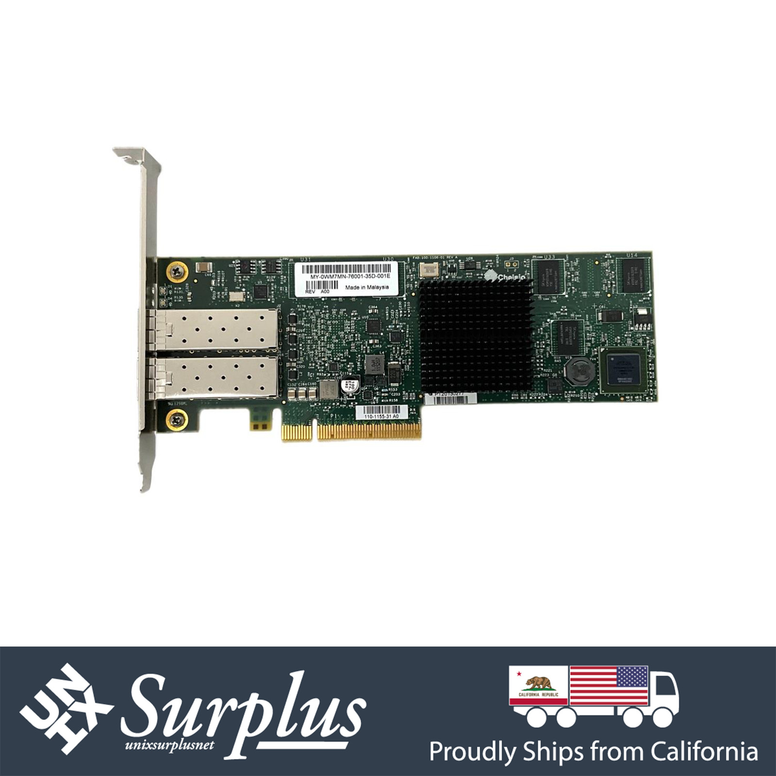 Dell WM7MN Chelsio Dual Port SFP+ 10Gb PCIe Fibre Channel HBA Network Card High