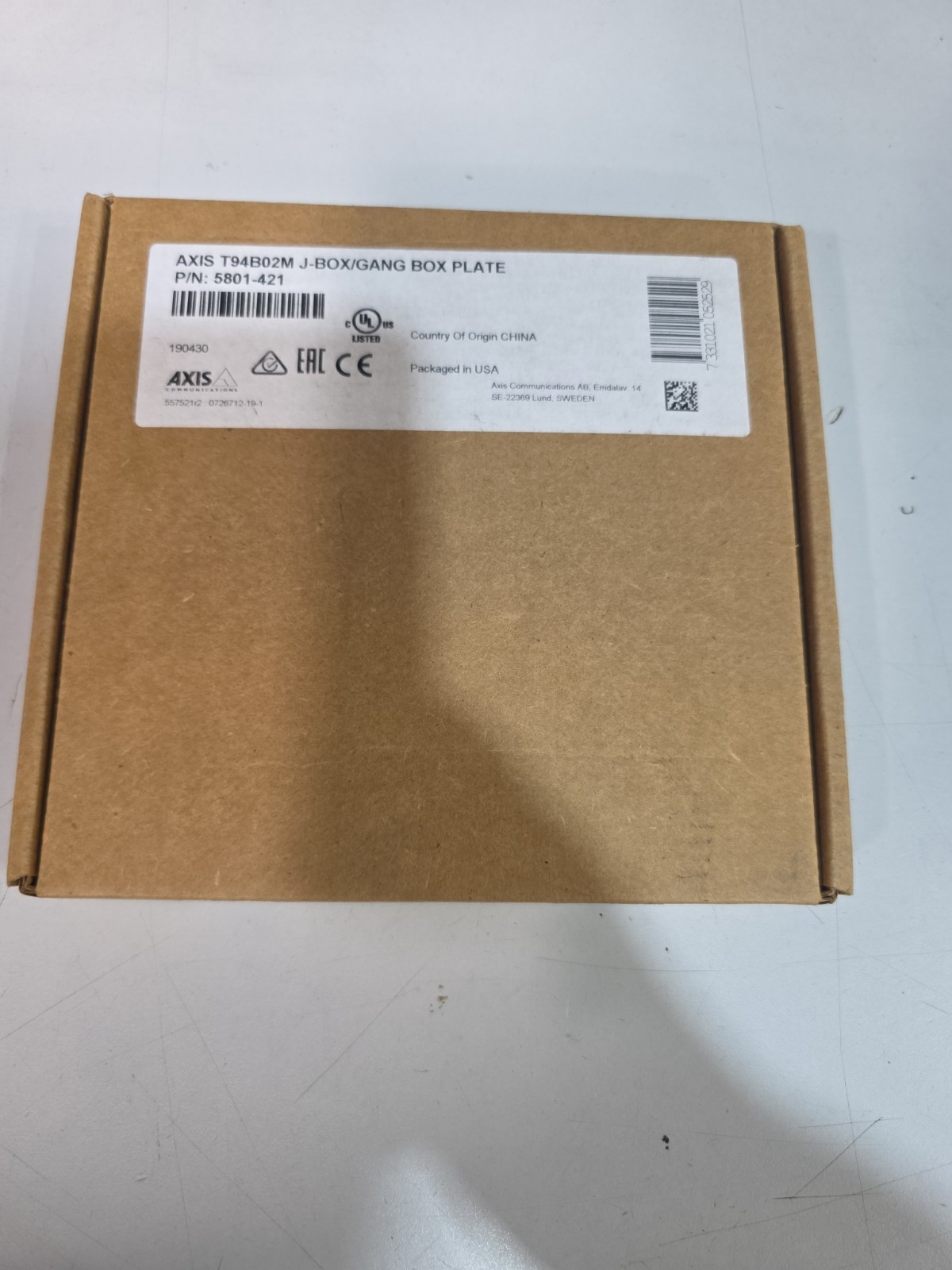 Axis Communications 5801-421 Camera Junction Box Plate T94B02M New in sealed box