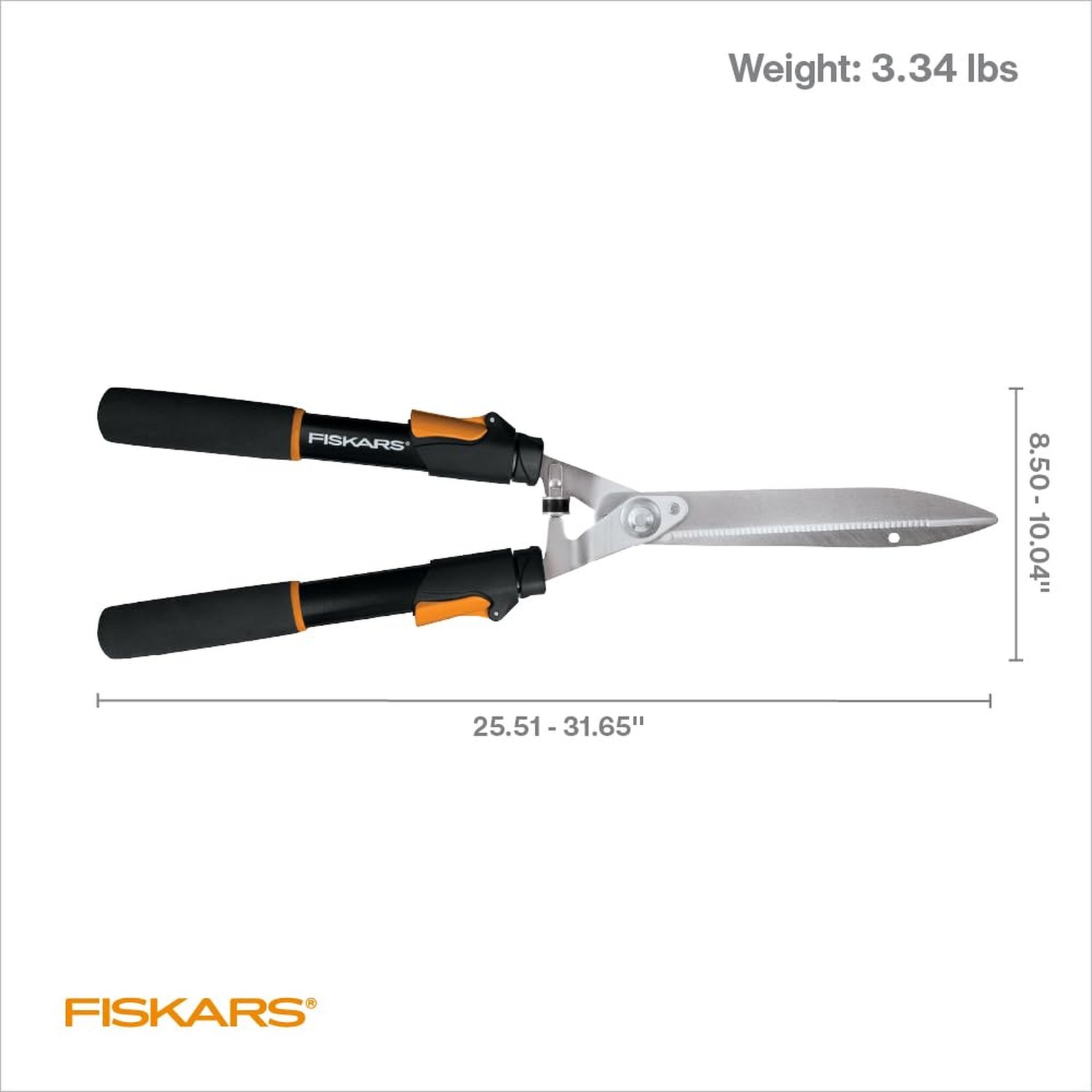Fiskars Power-Lever Extendable Hedge Shears, Self-Sharpening Serrated Steel B...