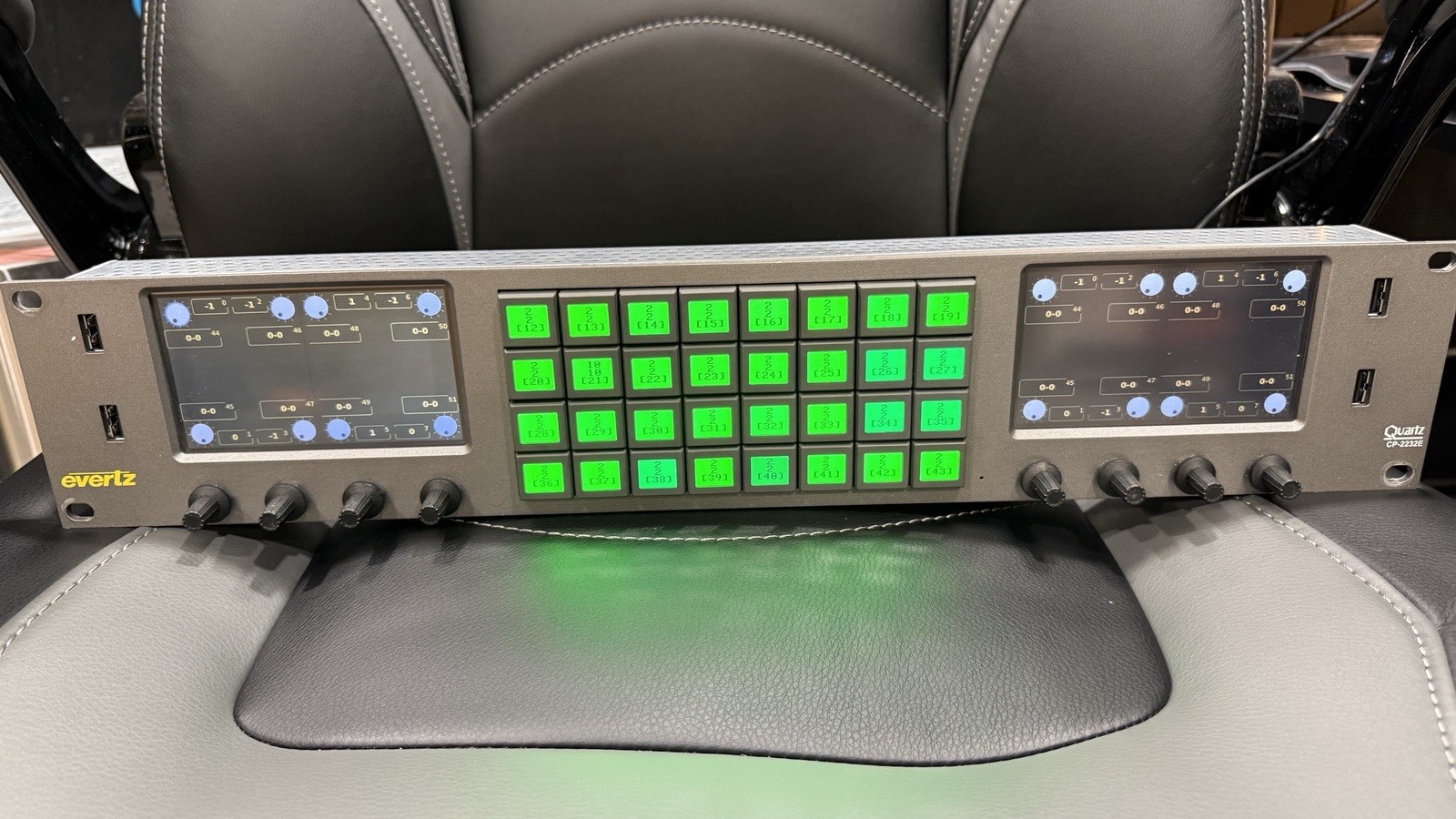 Evertz CP-2232E Advanced System Control Panel, 2RU, Two Touchscreens, 32 Button