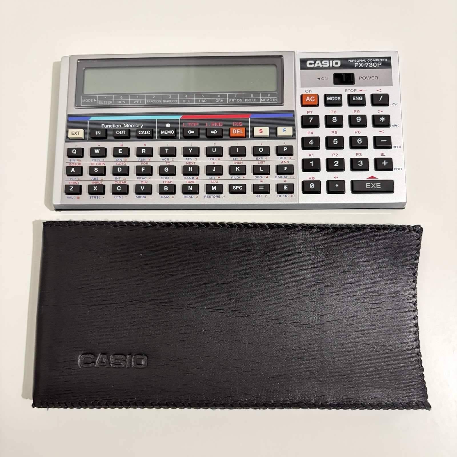 Vintage CASIO FX-730P Personal Computer w/ Soft Case - Tested, No Battery Includ