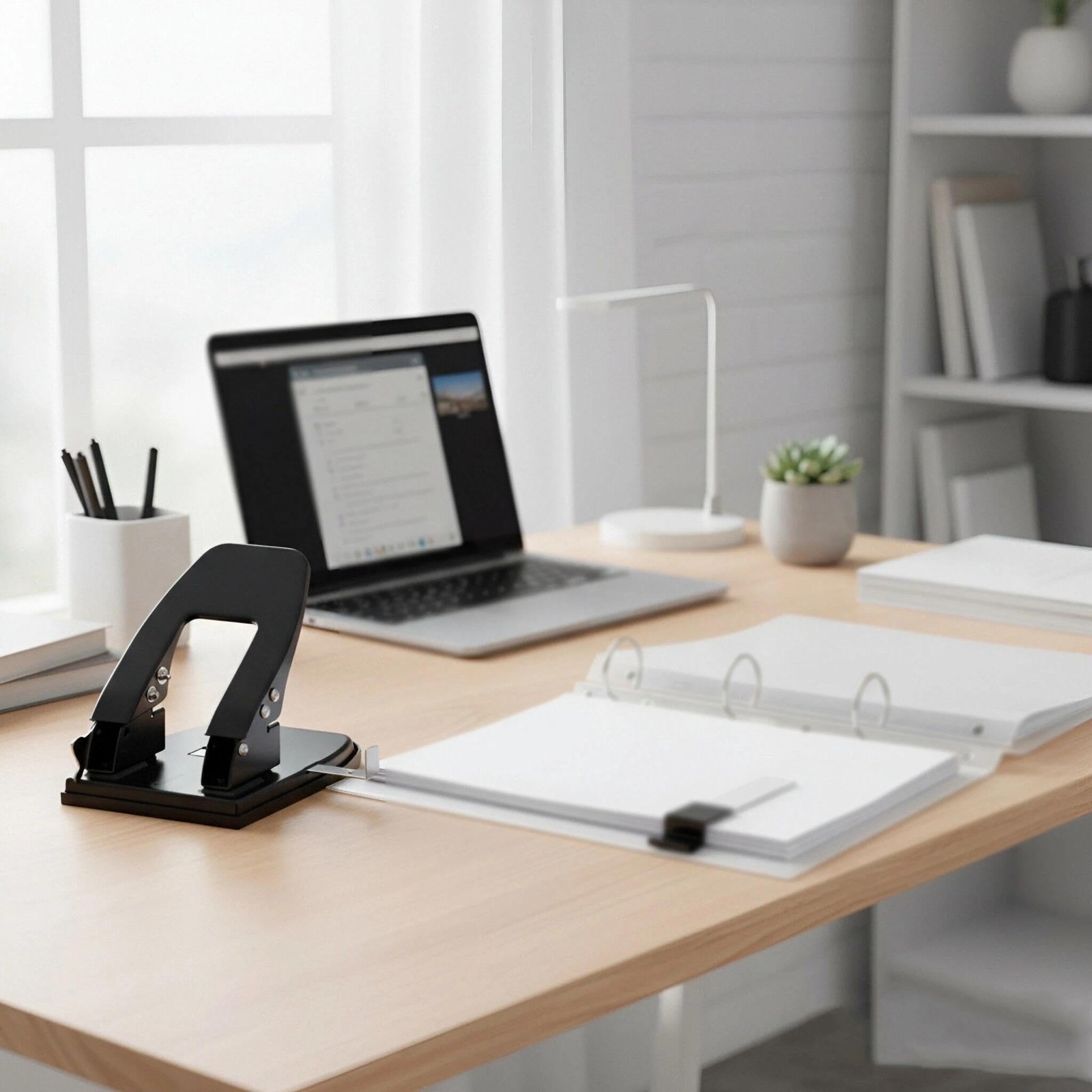 Two Hole Punch | 30 Sheet Capacity, Black | Precision Paper Punch for Profess...