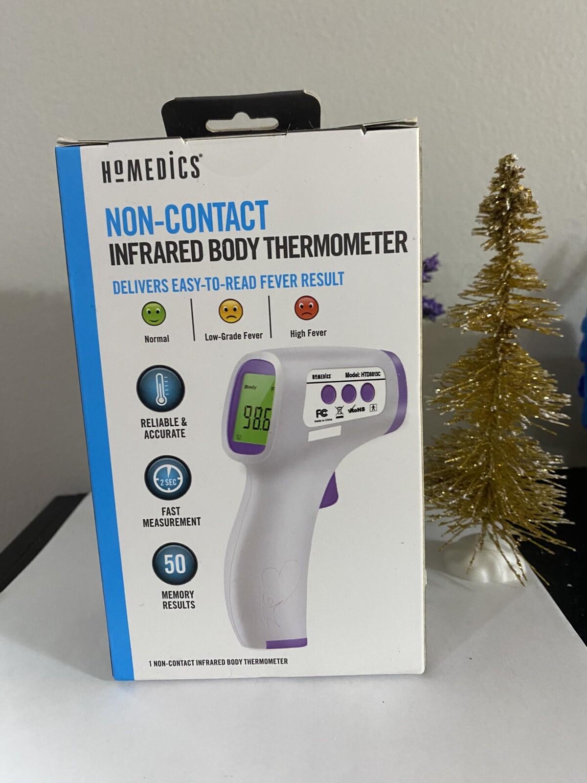 Homedics Non-Contact Infrared Body Thermometer, Easy To Read Fever Result