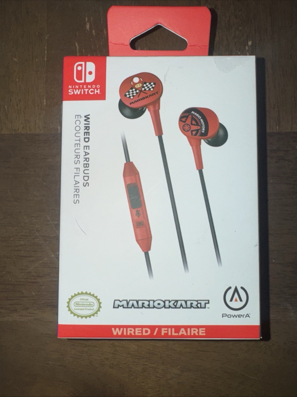 PowerA Earbuds for Nintendo Switch Mario Kart Motors Wired Earphones & Bag NEW!