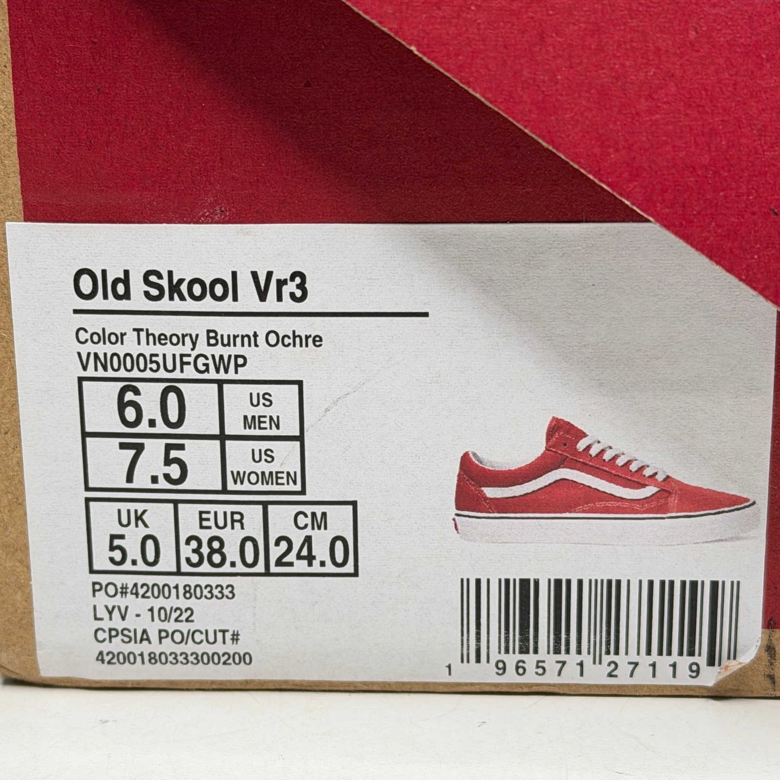 Vans Old Skool Vr3 Mens 6 Burnt Ochre Suede Canvas Skate Shoes VN0005UFGWP