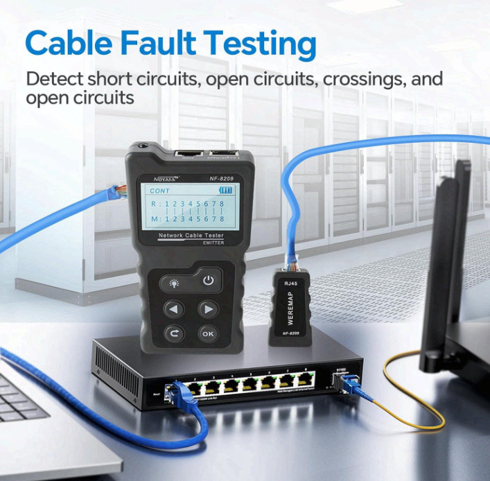 NF-8209 Network Cable Tester, Ethernet Cable Wire Tester with POE & NCV