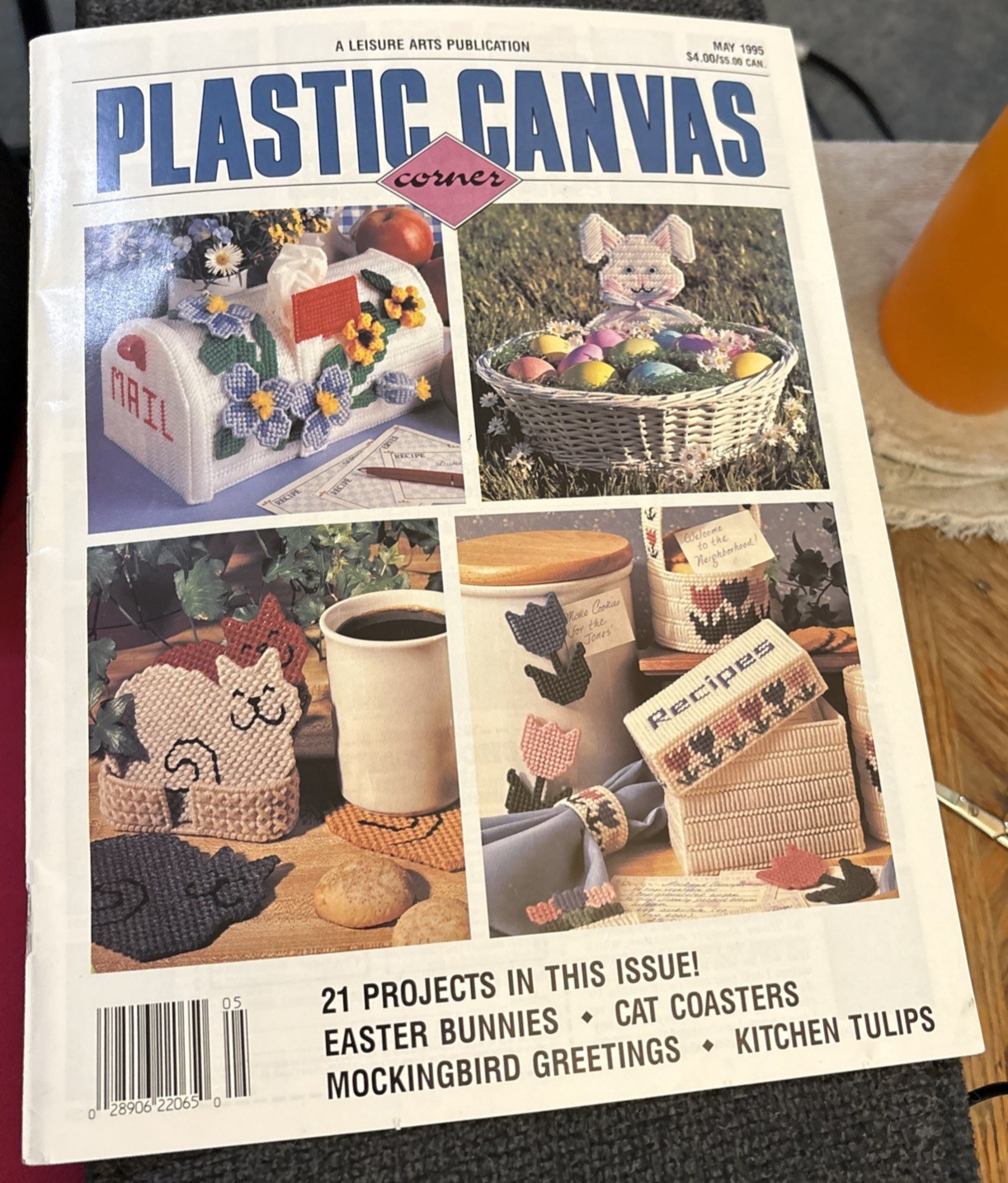 Vtg Rare Leisure Arts PLASTIC CANVAS CORNER Needlepoint Patterns May 1995