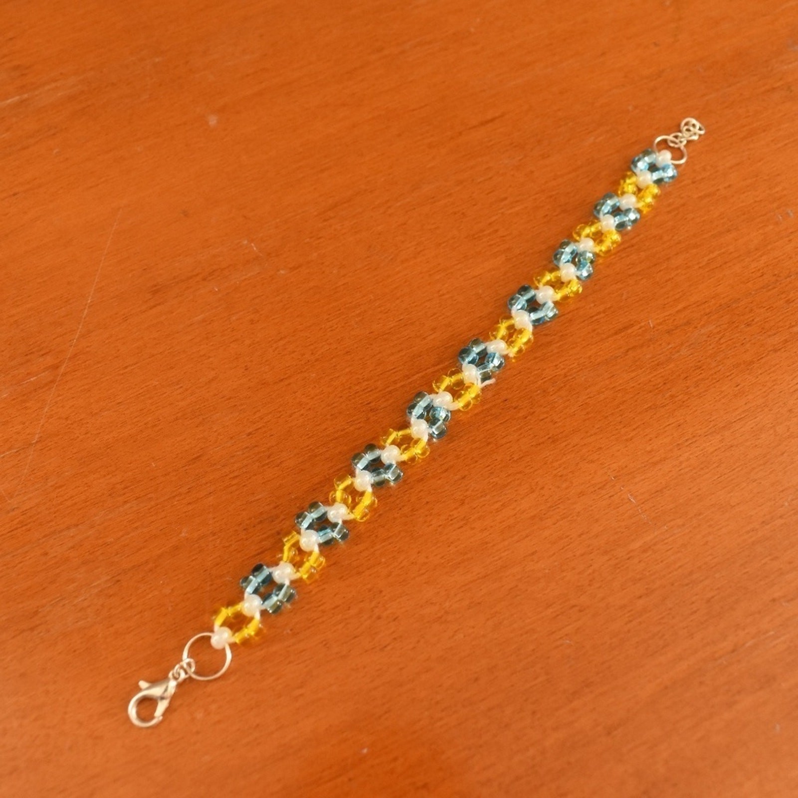 Golden Azure Beaded Bracelet