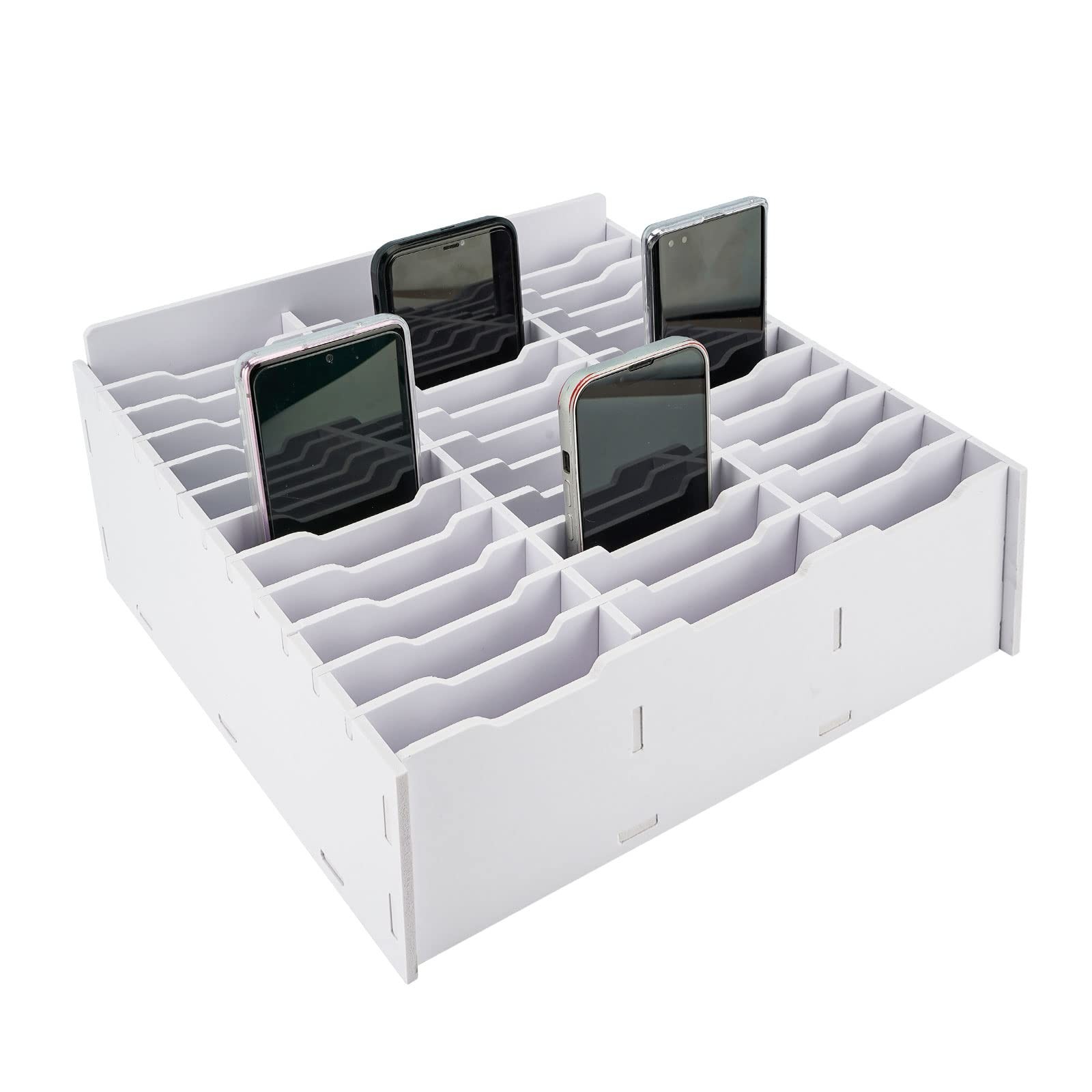 White 36 Slot Cell Phone Storage Box Calculator Holder Classroom Organizer