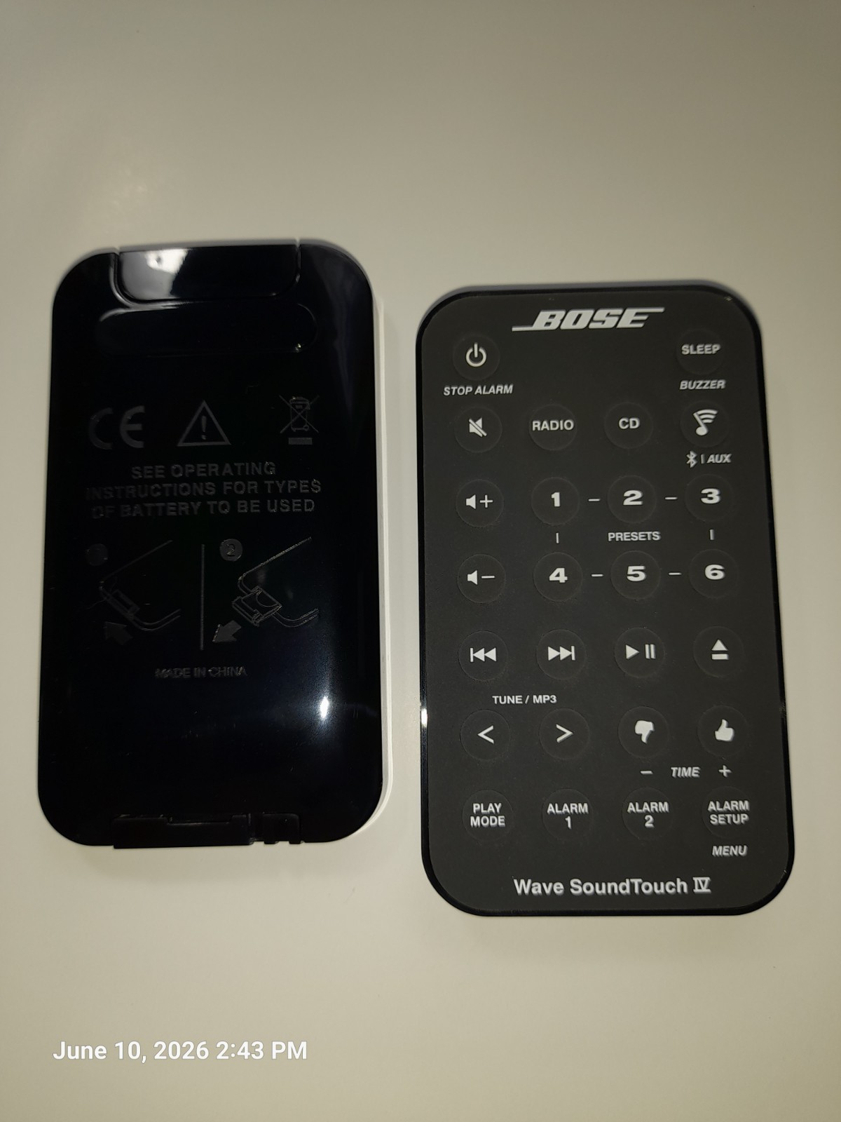 Bose wave sound touch IV remote control with battery installed. FAST SHIPPING!!!