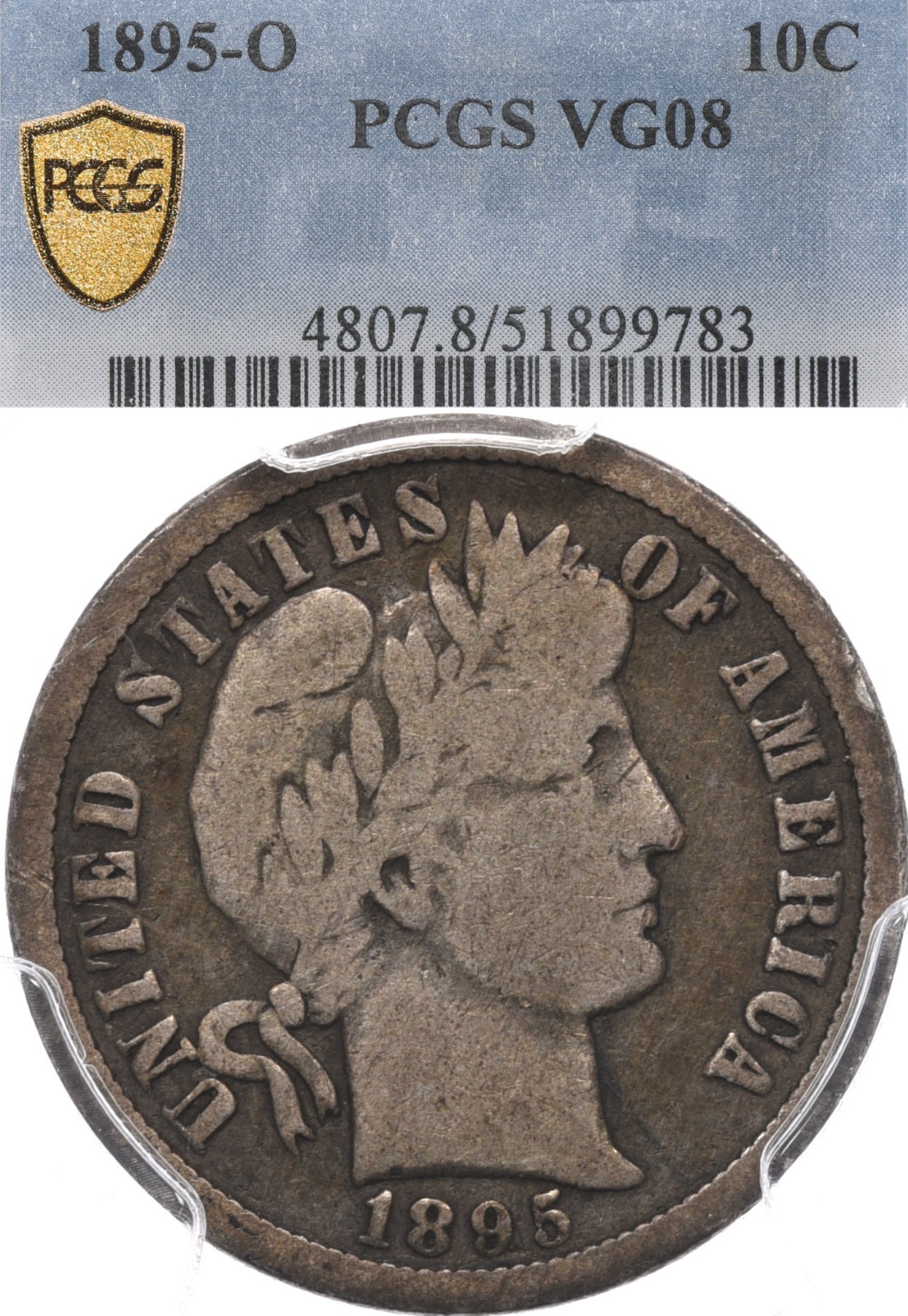 1895-O 10C PCGS VG8 Barber Silver Dime VG08 Key Date FREE Shipping