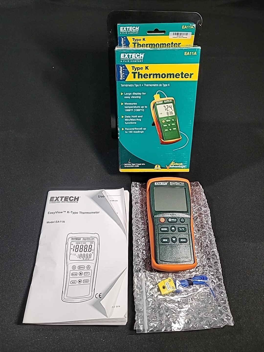 Used EXTECH EA11A Thermocouple Thermometer,1 Input,Type K. Tested