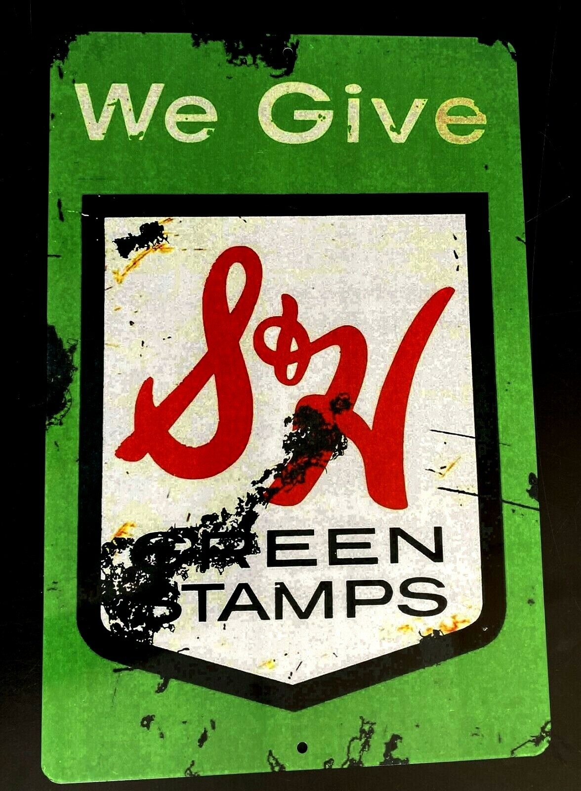 Nostalgic We Give S & H Green Stamps Aluminum Metal Sign 12x18 Large Size S&H