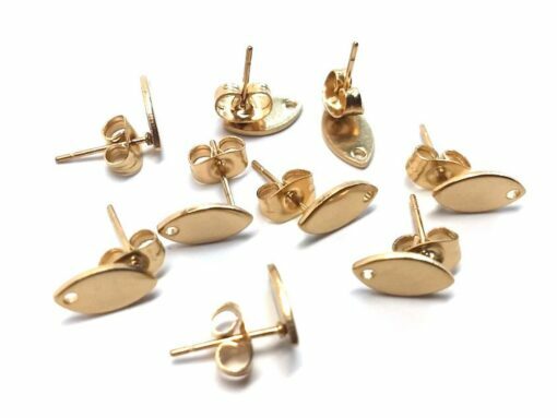 10 pcs. (5 pairs) 304 Stainless Steel Oval Earring Posts/Bases/Studs/Settings