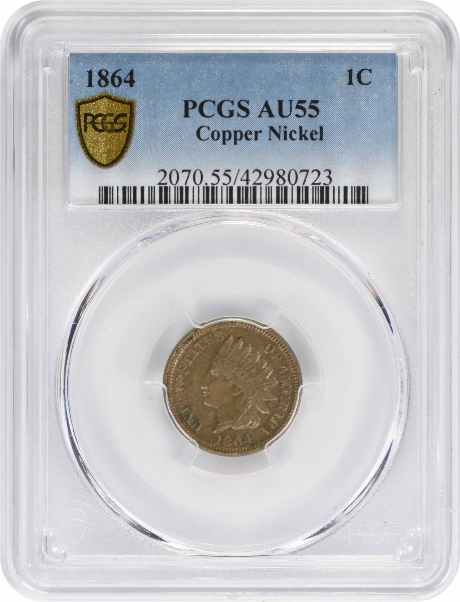 1864 Indian Cent Copper Nickel AU55 PCGS