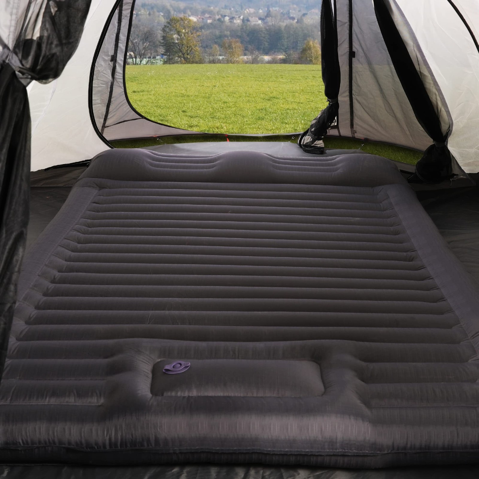 6" Thick Double Camping Pad – Inflatable Sleeping Mattress w/ Pillows & Air Pump