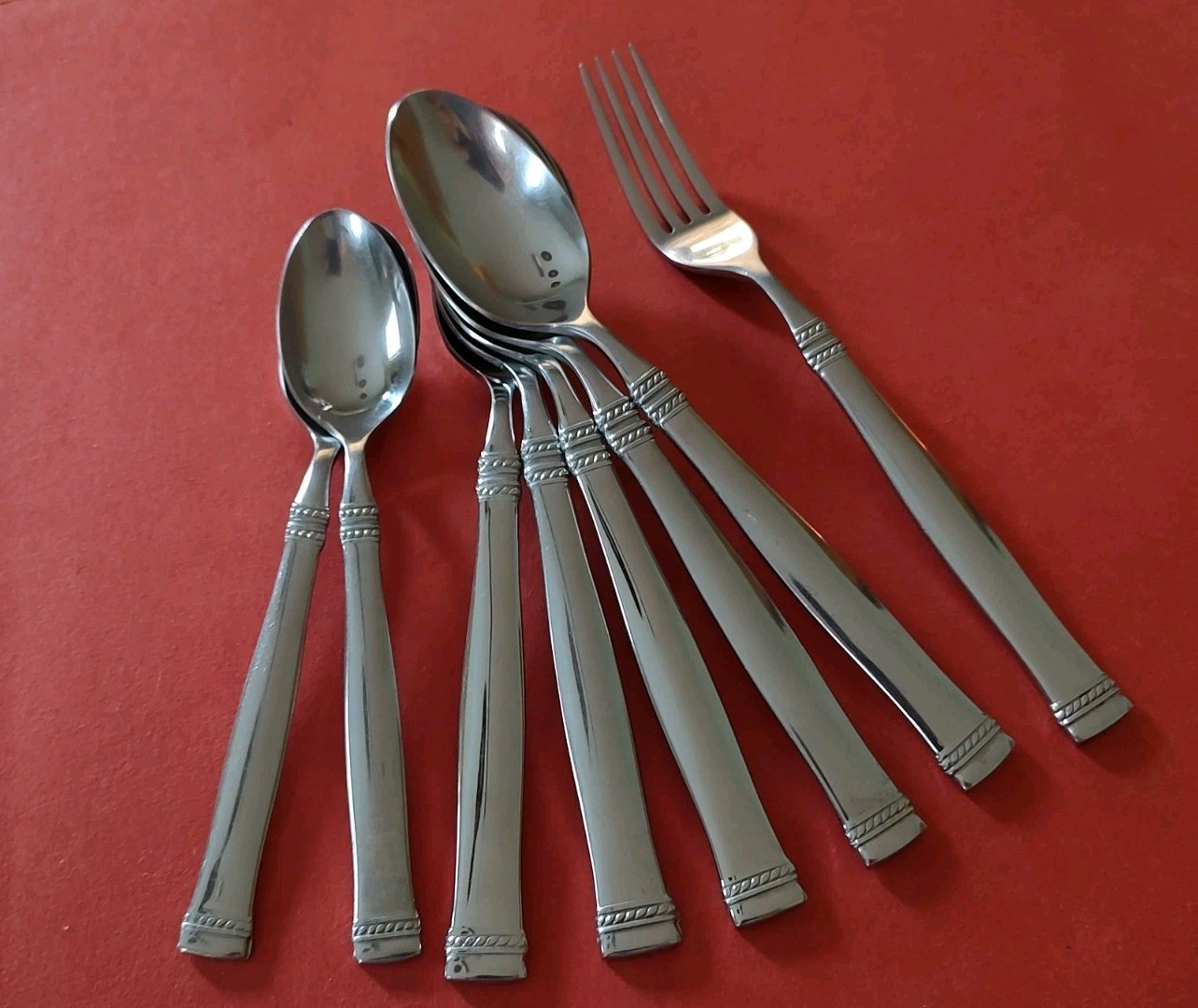 8pc Cambridge PRADO Stainless Glossy Soup Tea Spoons Dinner Fork China FreeShp