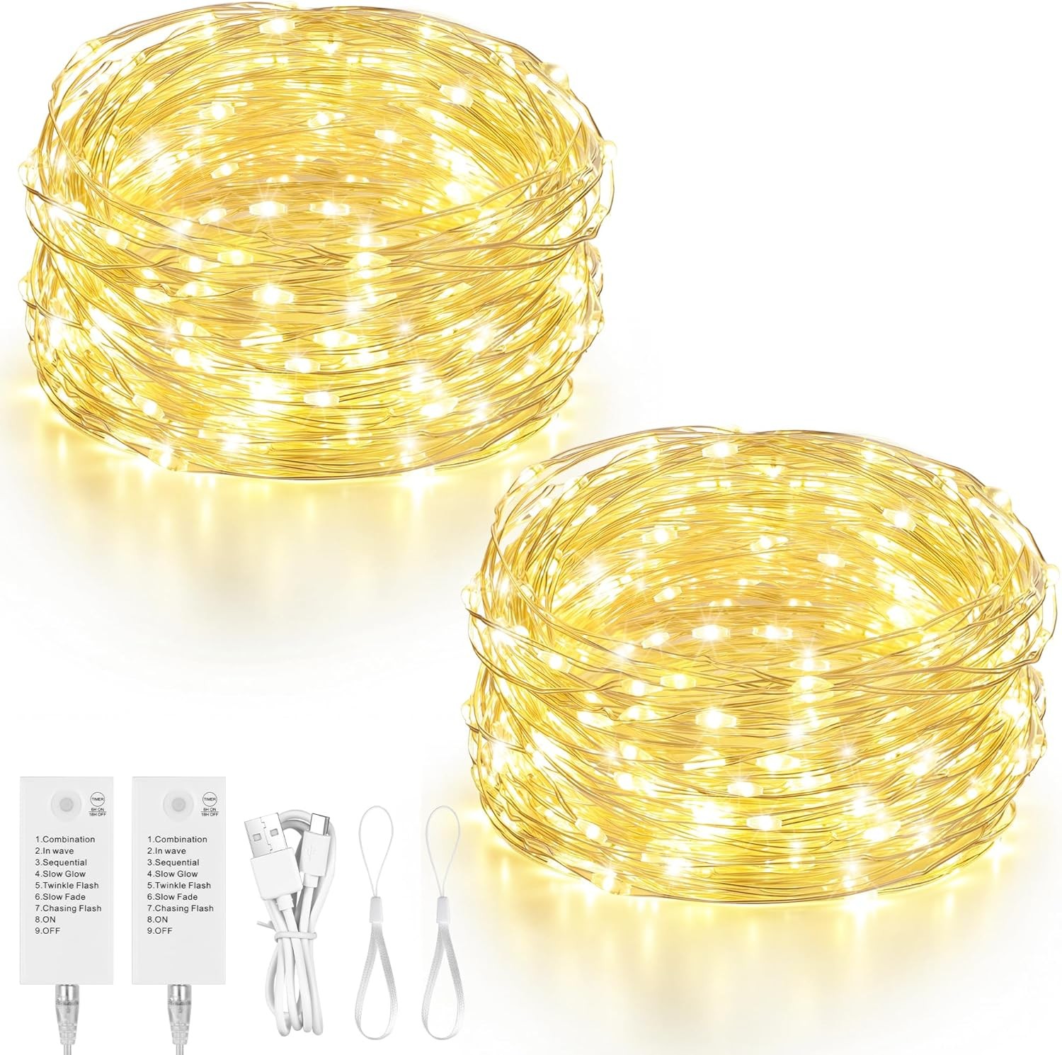 Mlambert LED Fairy Lights Battery Operated with Timer, 32.8FT, Warm White