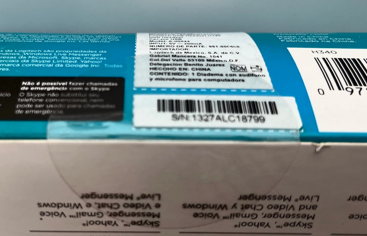 Logitech H340 USB Wired Headset with Noise Cancelling mic - New, Sealed