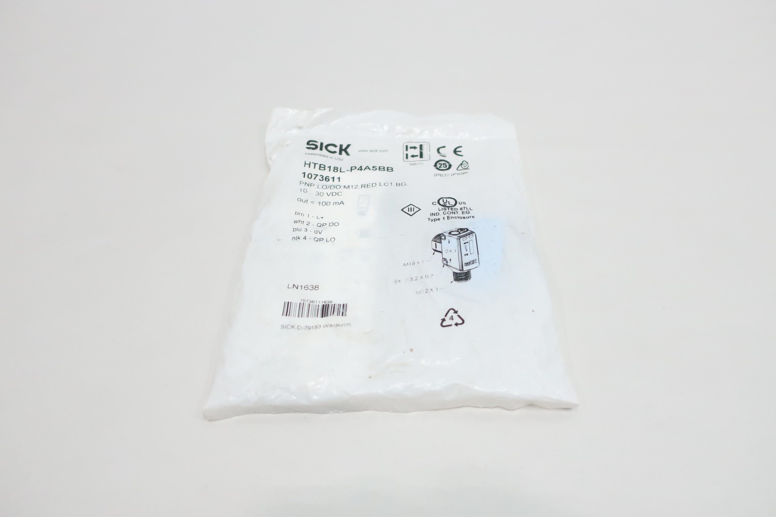 Sick HTB18L-P4A5BB Photoelectric Sensor 10-30v-dc
