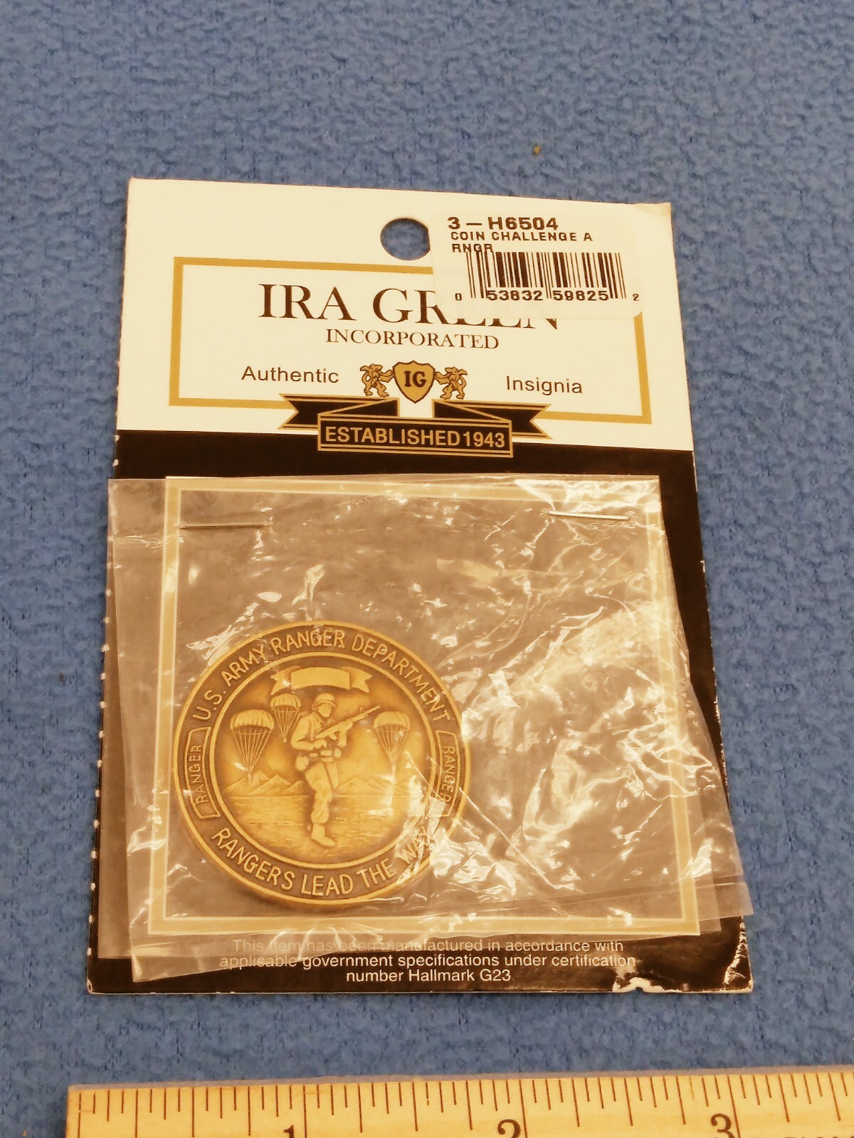 ARMY RANGER INFANTRY SCHOOL - FORT BENNING GEORGIA CHALLENGE COIN - ON CARD