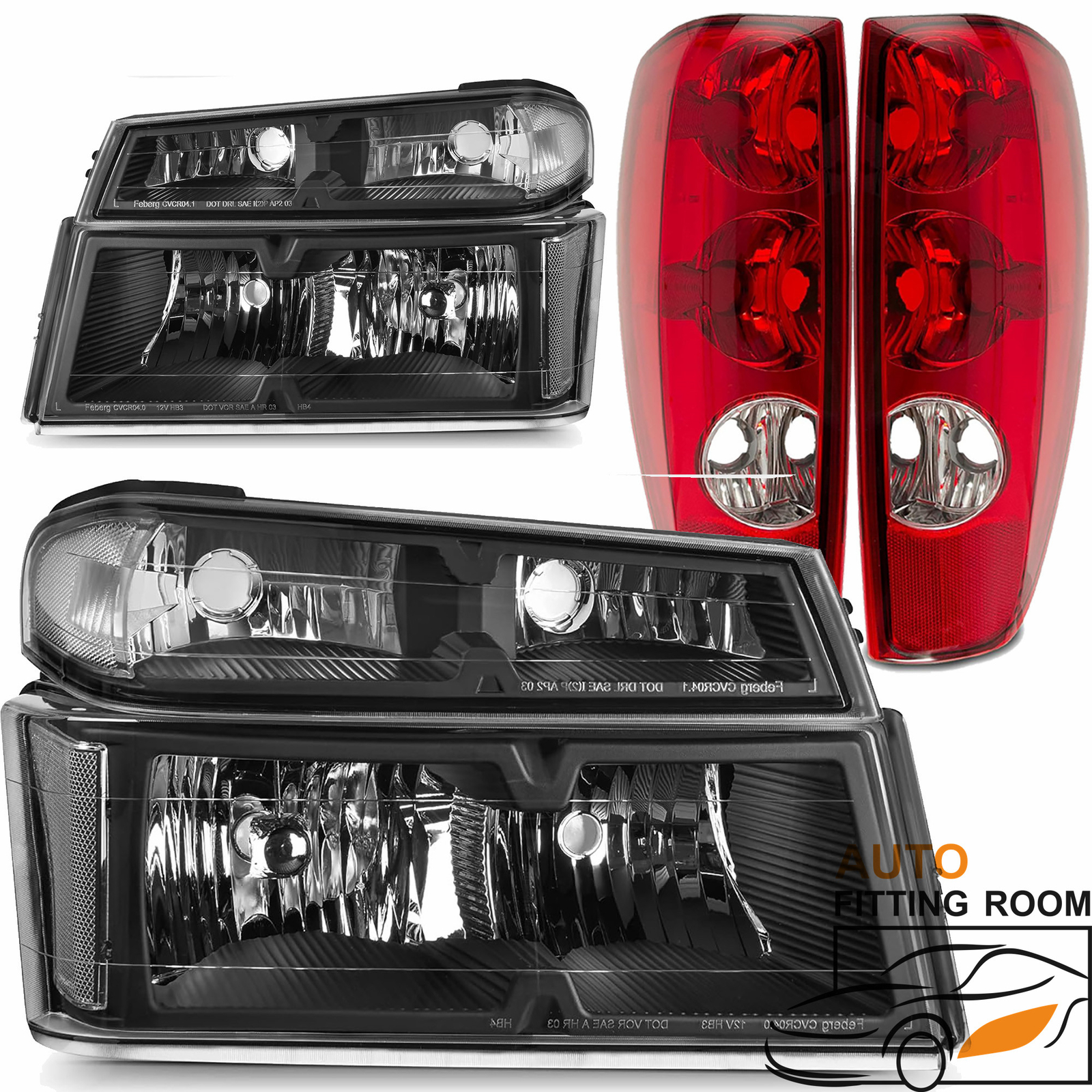 Headlights & Tail light For 2004-2012 Chevy Colorado GMC Canyon Black Housing