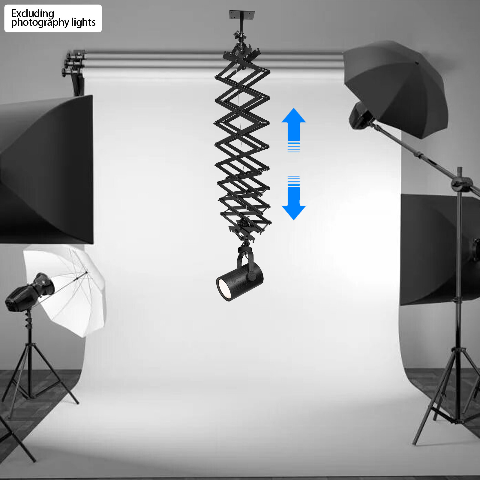 10kg/22lbs Drop Pantograph Studio Photography Ceiling Rail Light Holder Support