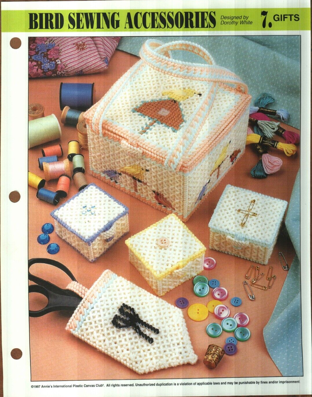 NEW BIRD SEWING ACCESSORIES ANNIE'S PLASTIC CANVAS PATTERN INSTRUCTIONS